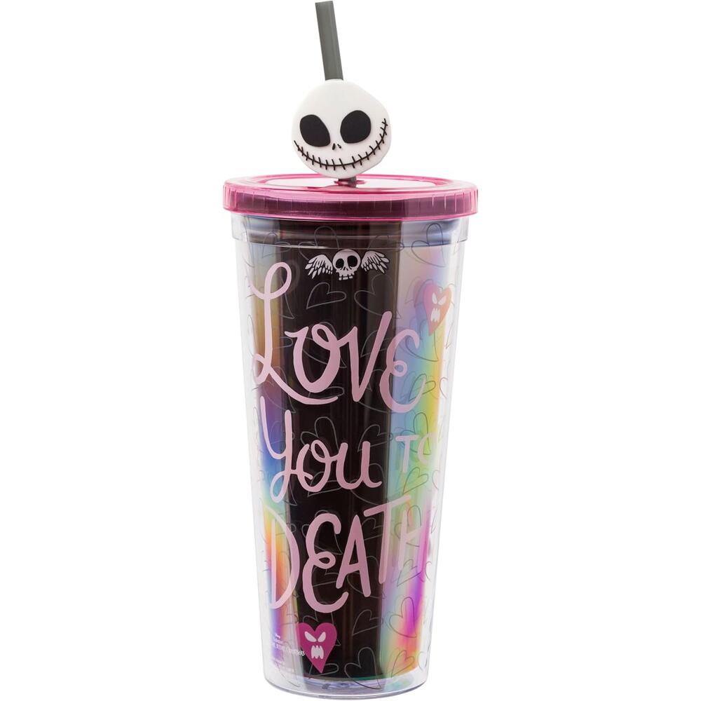 Christmas Misfit Love Featuring Jack and Sally Plastic Cold Cup with Lid - Picture 2 of 4